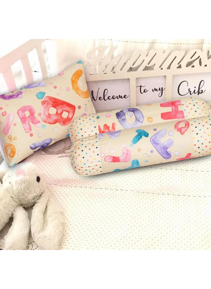 Oscar Home Toddler Pillow and Bolster Set with Covers which are Removable Washable for Boys Girls Pack of 3 Alphabet