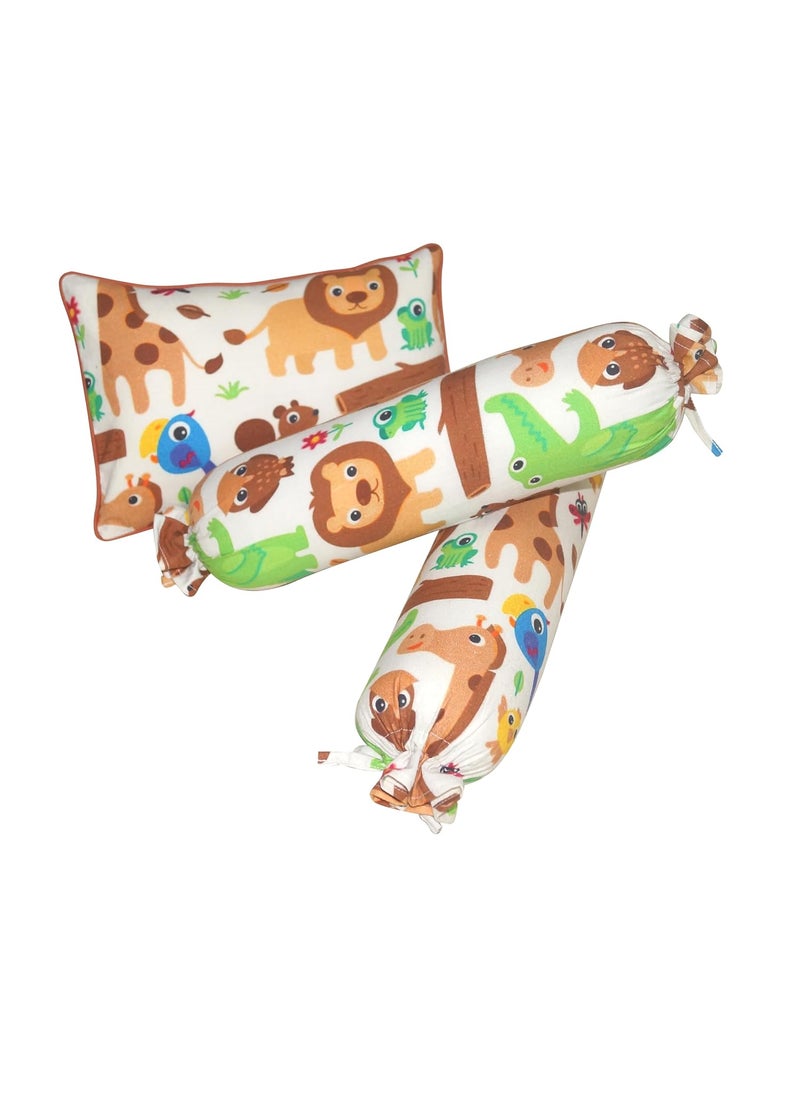 Oscar Home Cot Pillow 2 BolsterSet with Fillers Soft Eco Friendly Fabric Safari
