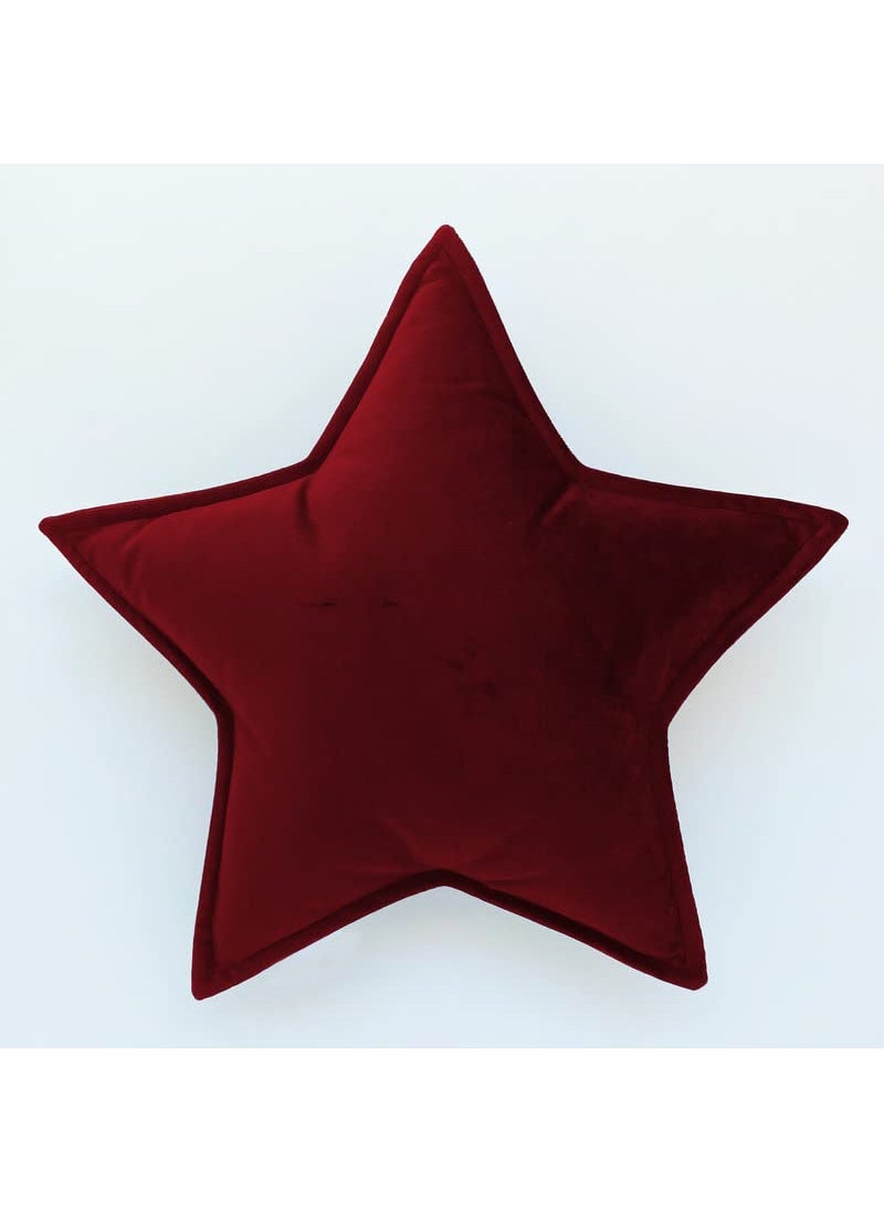 Peach Cuddle Star Cushion for Kids Room 40x40 cm Maroon Velvet Throw Pillow
