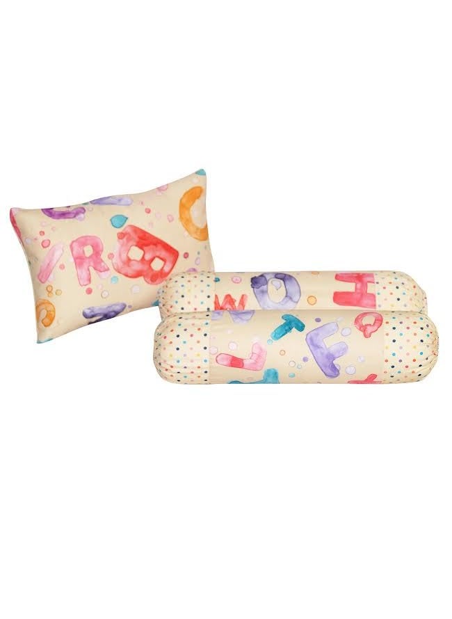 Oscar Home Toddler Pillow and Bolster Set with Covers which are Removable Washable for Boys Girls Pack of 2 Alphabet