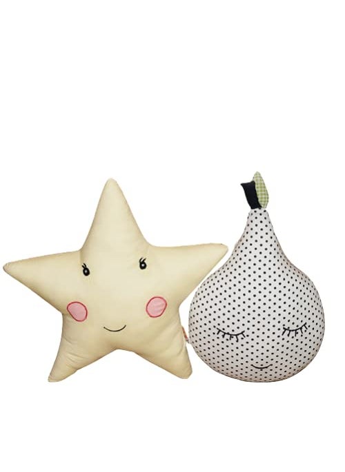 Oscar Home Star and Pear Shape Cushion for Kids Room and Nursery Living Room Bedroom Luxury Furnishing Soft Toy Combo of 2