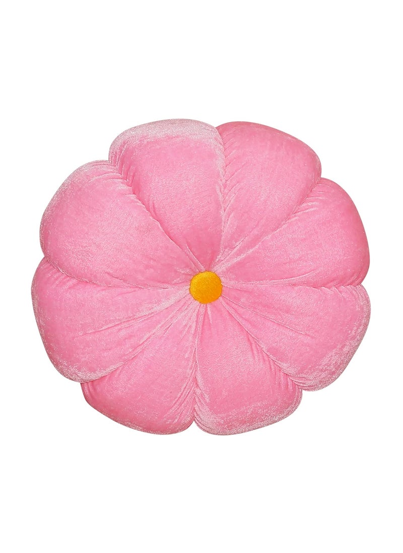 Gordon Flower Shaped Cushion for Kids Room Living Room Bedroom Luxury Kids Furnishing Decorative Cushion Nursery Decor Velvet Cushion Pack of 1 Pink