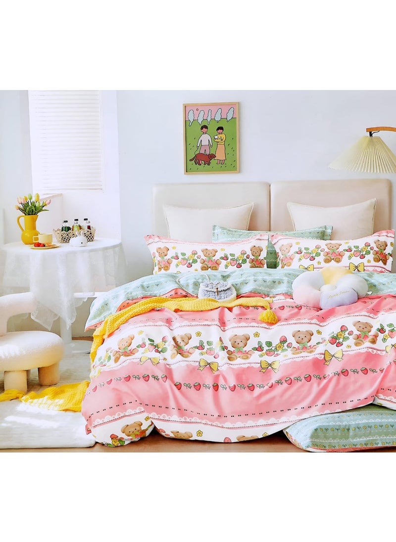 Harbell Home 150 GSM Glace Cotton Kids Single Bed 250 TC Reversible Comforter AC Blanket Quilt Duvet All Seasons Lightweight Bedding Set with Cute Patterns Design8