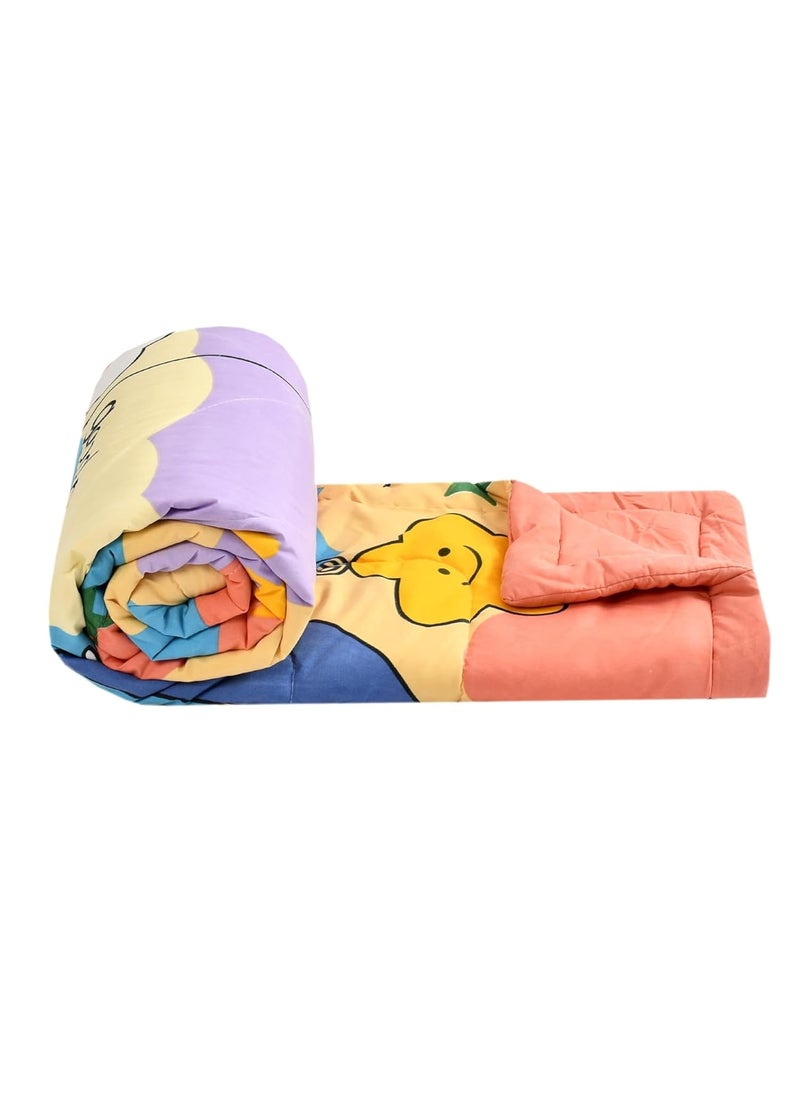 Filymore Good Night Comforter for Kids Girls Cute Cartoon Print Single Bed Blanket Microfiber Dohar for Boys Girls Soft Kids Winter Summer Quilt 60x90 Inches Beige