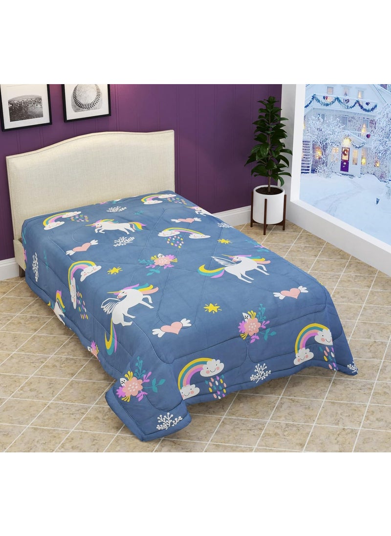 Kitch Deco Glace Cotton Single Bed Reversible Babies Kids ComforterDoharQuilt 200 GSM 60x90 Inches Unicorn Horse