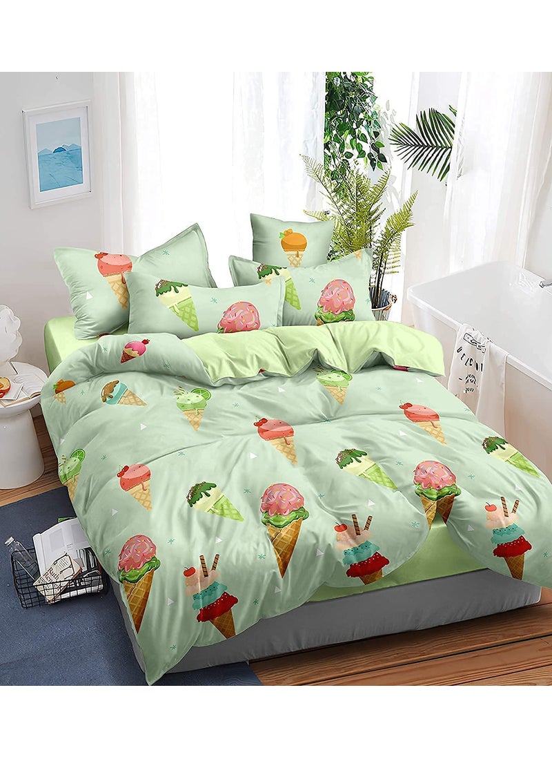 Harbell Home 350 TC Super Soft Kids Single Bed Reversible AC BlanketDuvet Comforter with 1 Kids Single Bed Matching Bedsheet 1 Pillow Cover Set of 3 Pieces Design 10