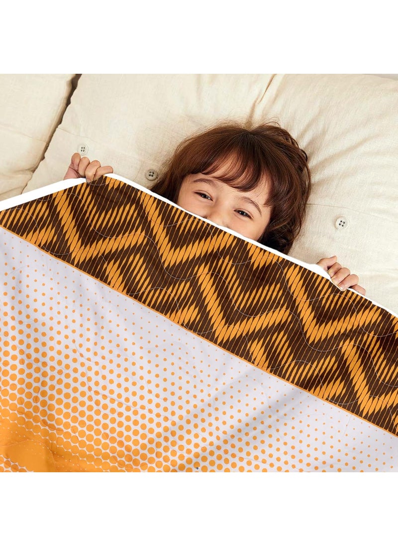 Divine Casa 120 GSM Microfiber Reversible Kids Single Bed Comforter UltraSoft Toddler Blanket Lightweight Cozy AllSeason Bedding for Babies Kids 135 x 100 cm Orange Chevron