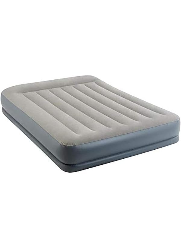 VWretails PVC DuraBeam Pillow Rest MidRise Airbed Queen Size with Builtin Pump and FiberTech Construction Multicolor