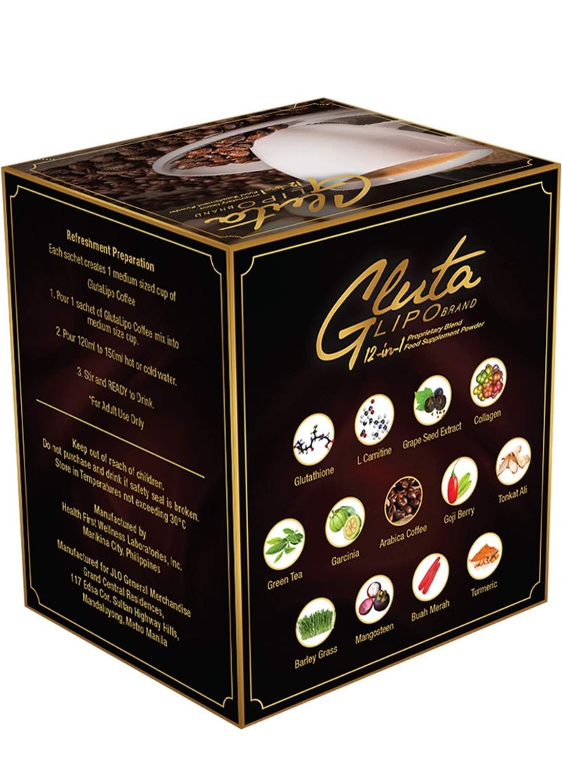 Gluta Lipo Herbal Coffee Blend - 13-In-1 Antioxidant Formula | Arabica Coffee with Botanical Extracts | Energy & Wellness Support