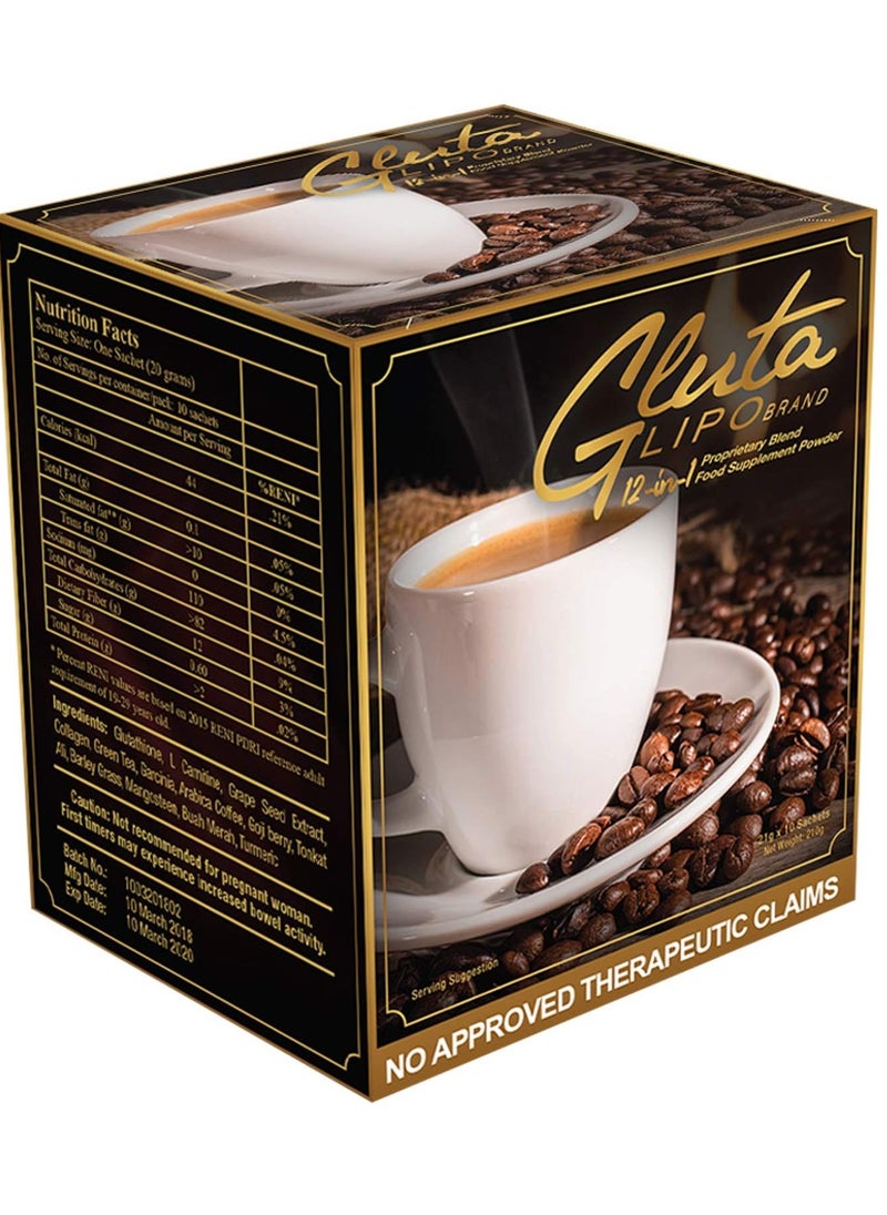 Gluta Lipo Herbal Coffee Blend - 13-In-1 Antioxidant Formula | Arabica Coffee with Botanical Extracts | Energy & Wellness Support