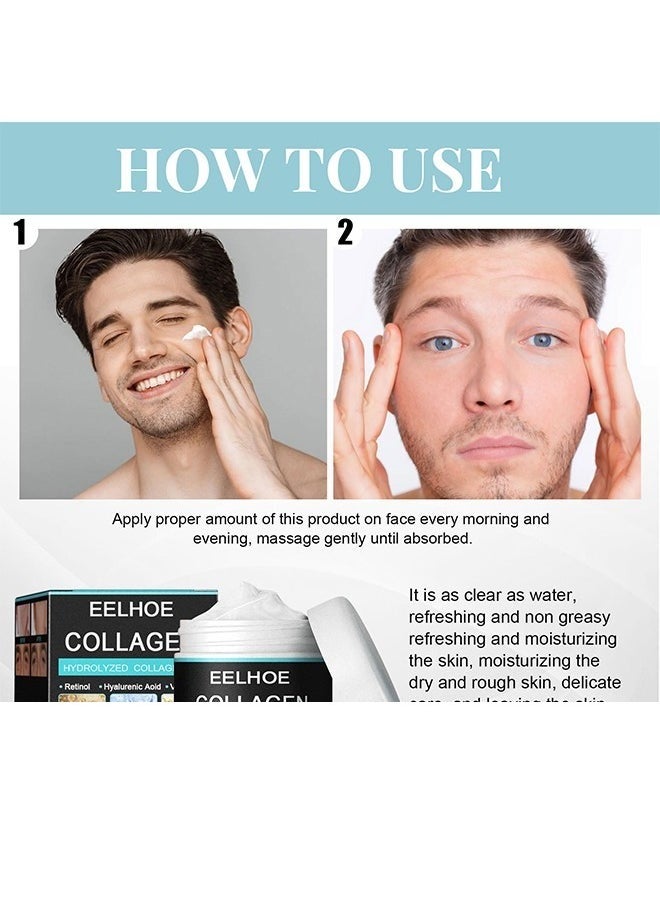 Collagen Cream, for Men Contains Retinol, Hyaluronic Acid, and Vitamin E, Has Anti Wrinkle Cream, Facial Moisturizing, Anti-Aging and Wrinkle Antioxidant Effects 30g Collagen Cream, for Men Contains Retinol, Hyaluronic Acid, and Vitamin E, Has Anti Wrinkle Cream, Facial Moisturizing, Anti-Aging and Wrinkle Antioxidant Effects 30g