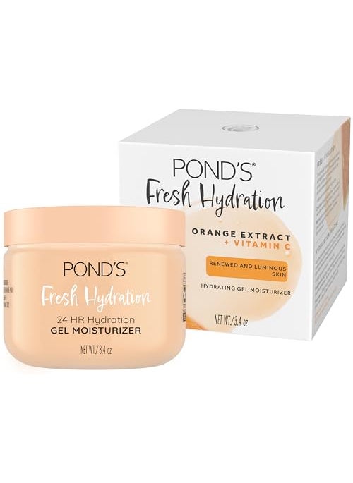POND'S Orange Extract & Vitamin C Gel Face Moisturizer For Renewed and Luminous Skin, 3.4 oz