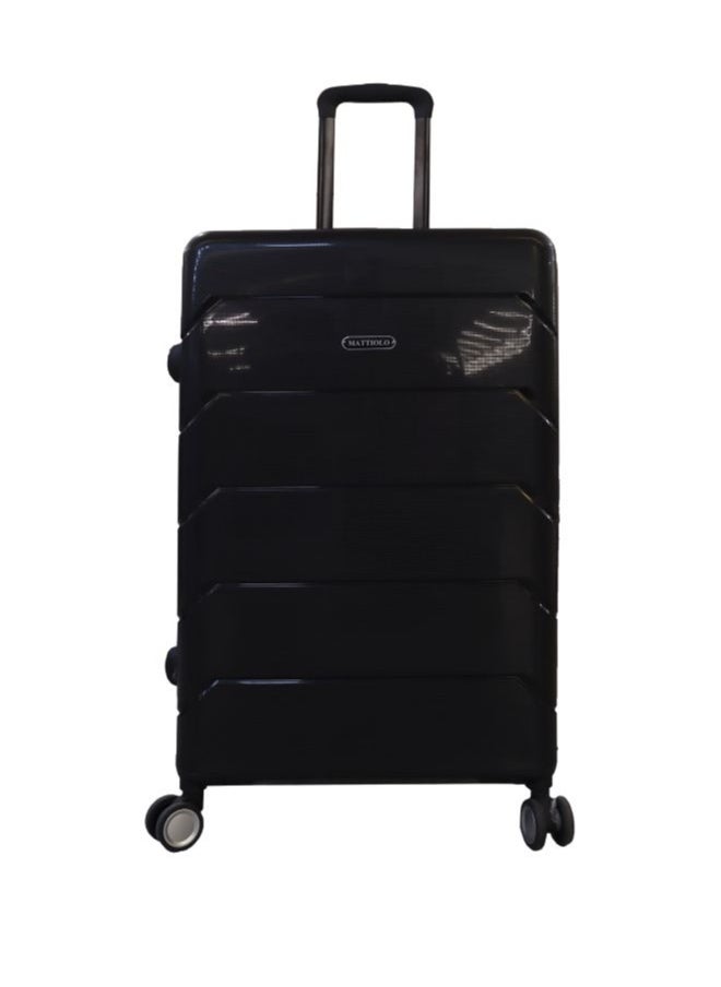 Gai Mattiolo 4-Wheeled Trolley Bag, PP Material, Italian Design, Lightweight and Durable Travel Suitcase, Set of 3, Black
