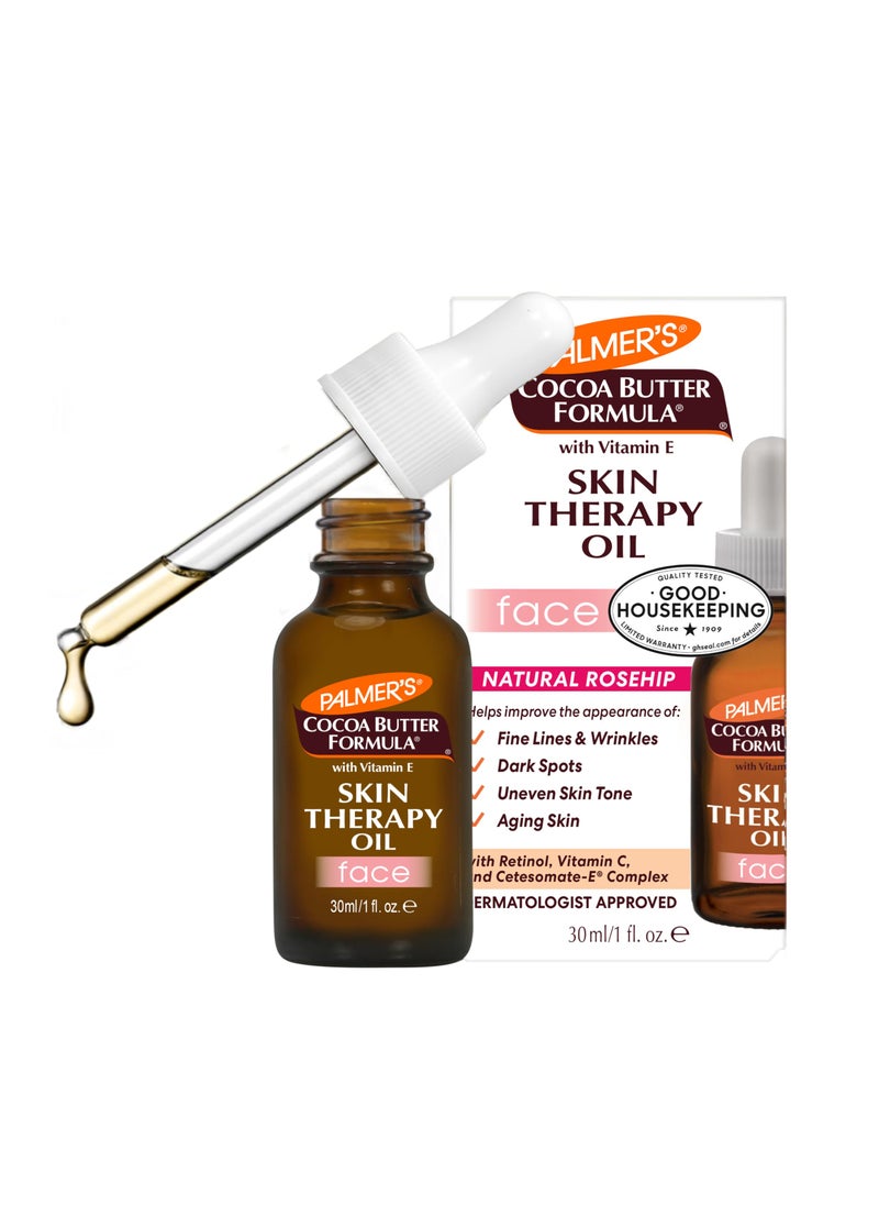 Palmer's Cocoa Butter Formula Moisturizing Skin Therapy Oil for Face with Vitamin E, C & 10 Pure Facial Oil Blend, Rosehip Fragrance, 1 Ounce