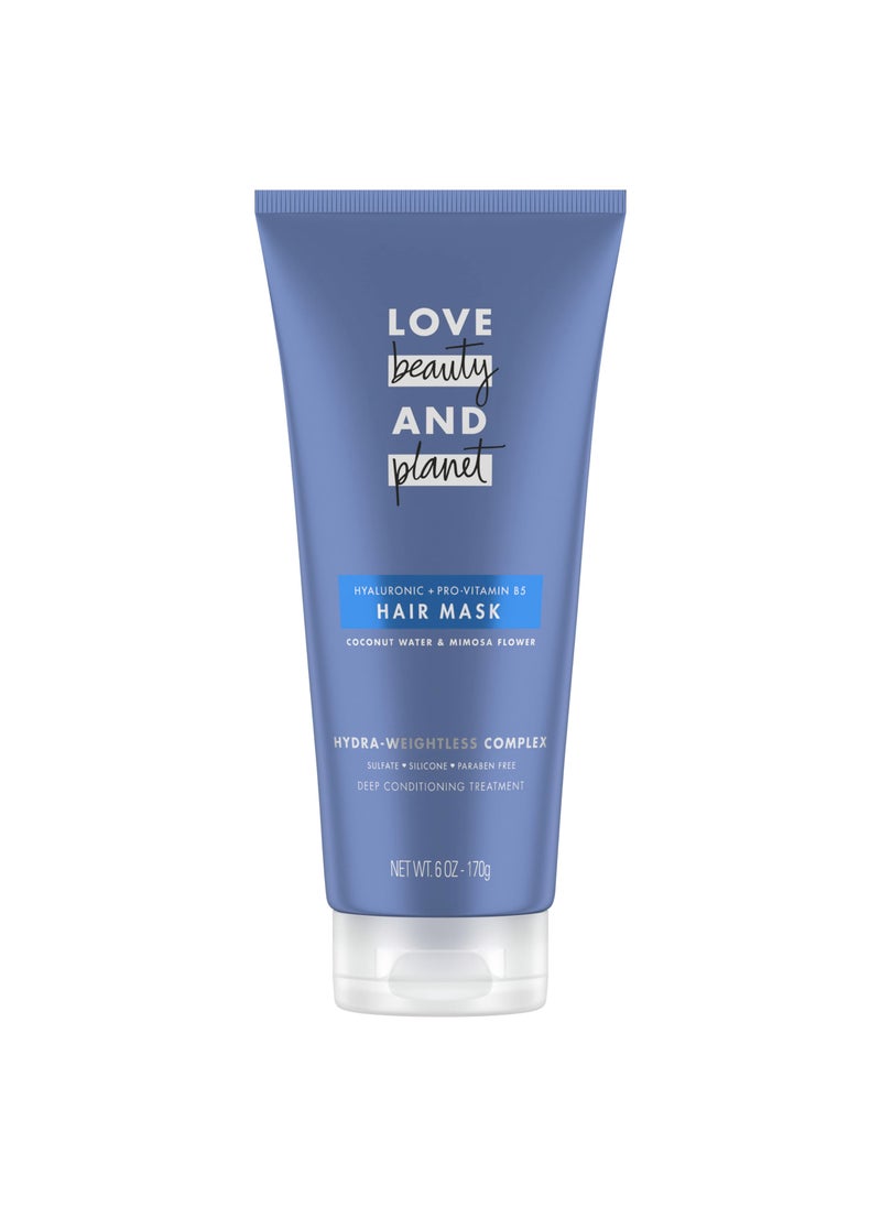 Love Beauty and Planet Hair Mask Deep Conditioning Treatment Coconut Water & Mimosa Flower for dry hair Sulfate-free, Silicone-free, & Paraben-Free 6 oz