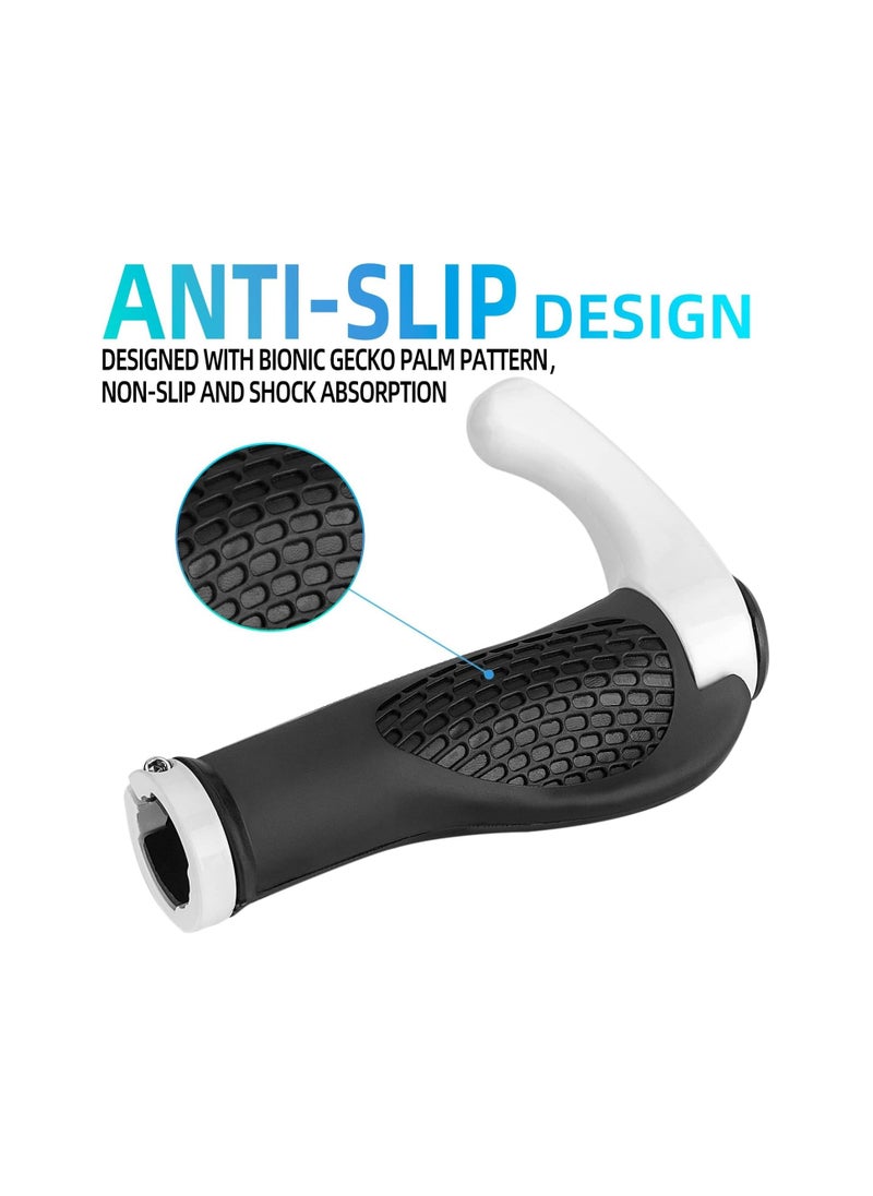 2pcs Bike Grips Single Lock-on Bicycle Handle Bar Ergonomics Non-Slip Mountain Bike Handlebar Comfortable & Shock Absorption Rubber Grips for BMX, MTB, Beach Cruiser, Scooter