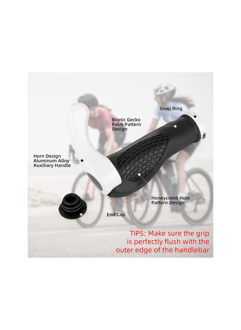 2pcs Bike Grips Single Lock-on Bicycle Handle Bar Ergonomics Non-Slip Mountain Bike Handlebar Comfortable & Shock Absorption Rubber Grips for BMX, MTB, Beach Cruiser, Scooter