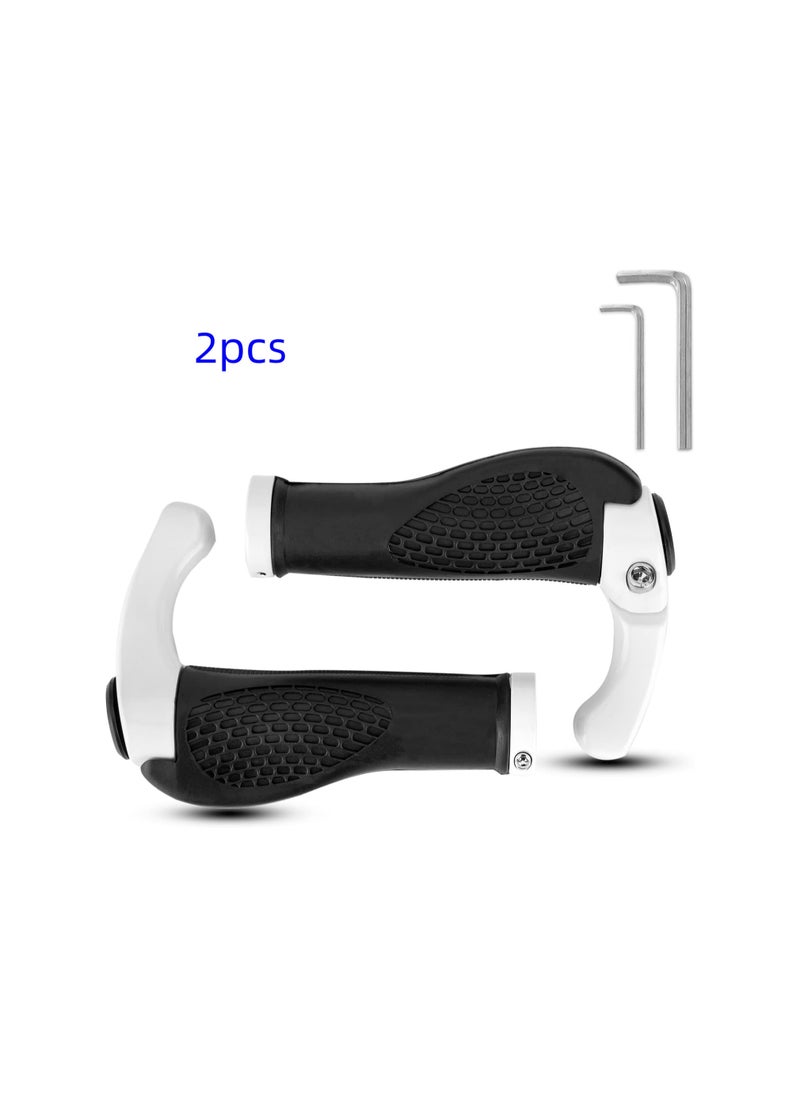 2pcs Bike Grips Single Lock-on Bicycle Handle Bar Ergonomics Non-Slip Mountain Bike Handlebar Comfortable & Shock Absorption Rubber Grips for BMX, MTB, Beach Cruiser, Scooter