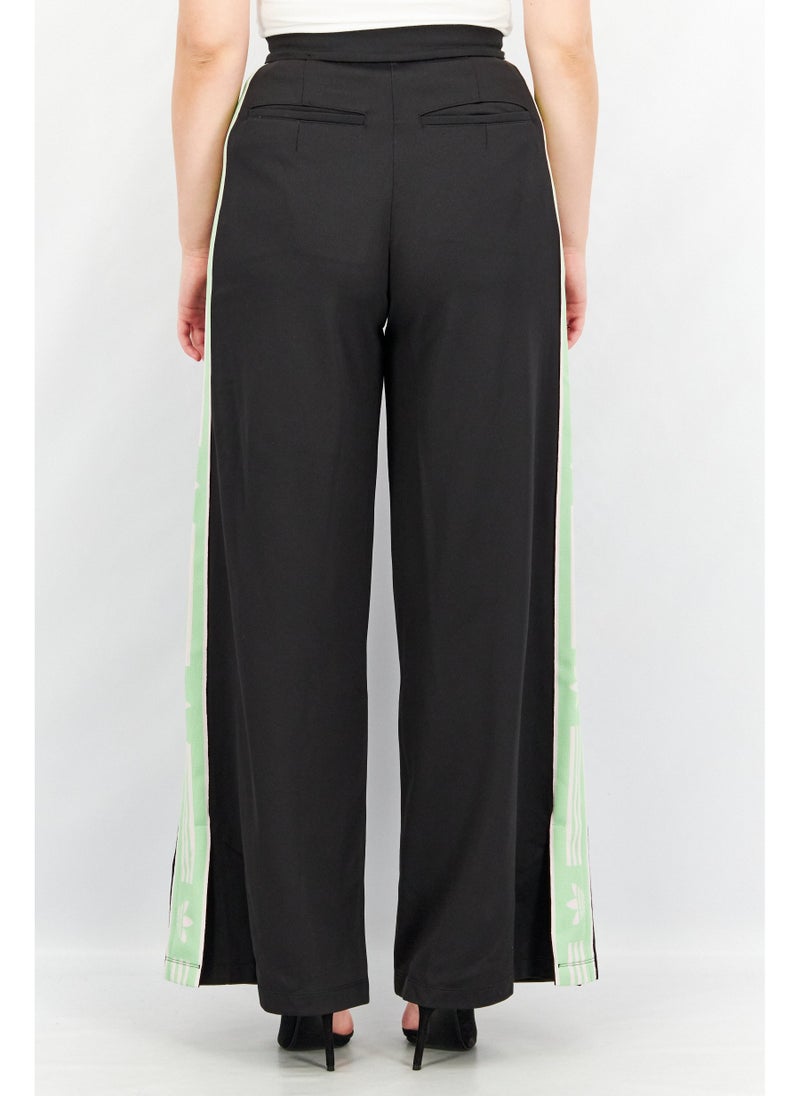 Women Loose Fit Wide Leg Pants, Black Combo