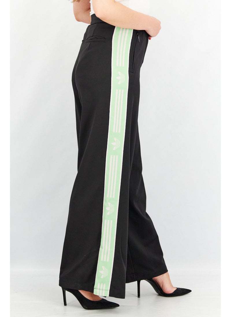Women Loose Fit Wide Leg Pants, Black Combo