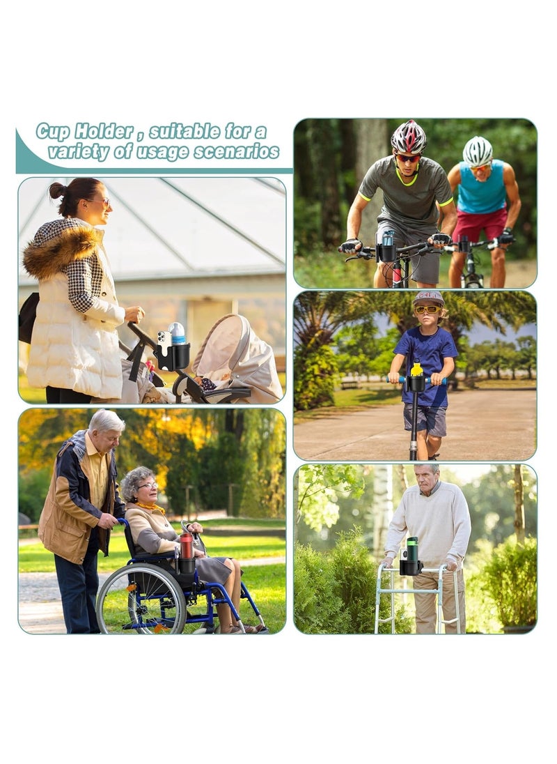 Stroller Cup Holder with Phone Holder, Universal Bottle Holder for Wheelchair, Walker, Bike, Scooter, Stroller Accessories for Uppababy, Nuna, Bugaboo, Doona, Gifts for Women, Mom, Men
