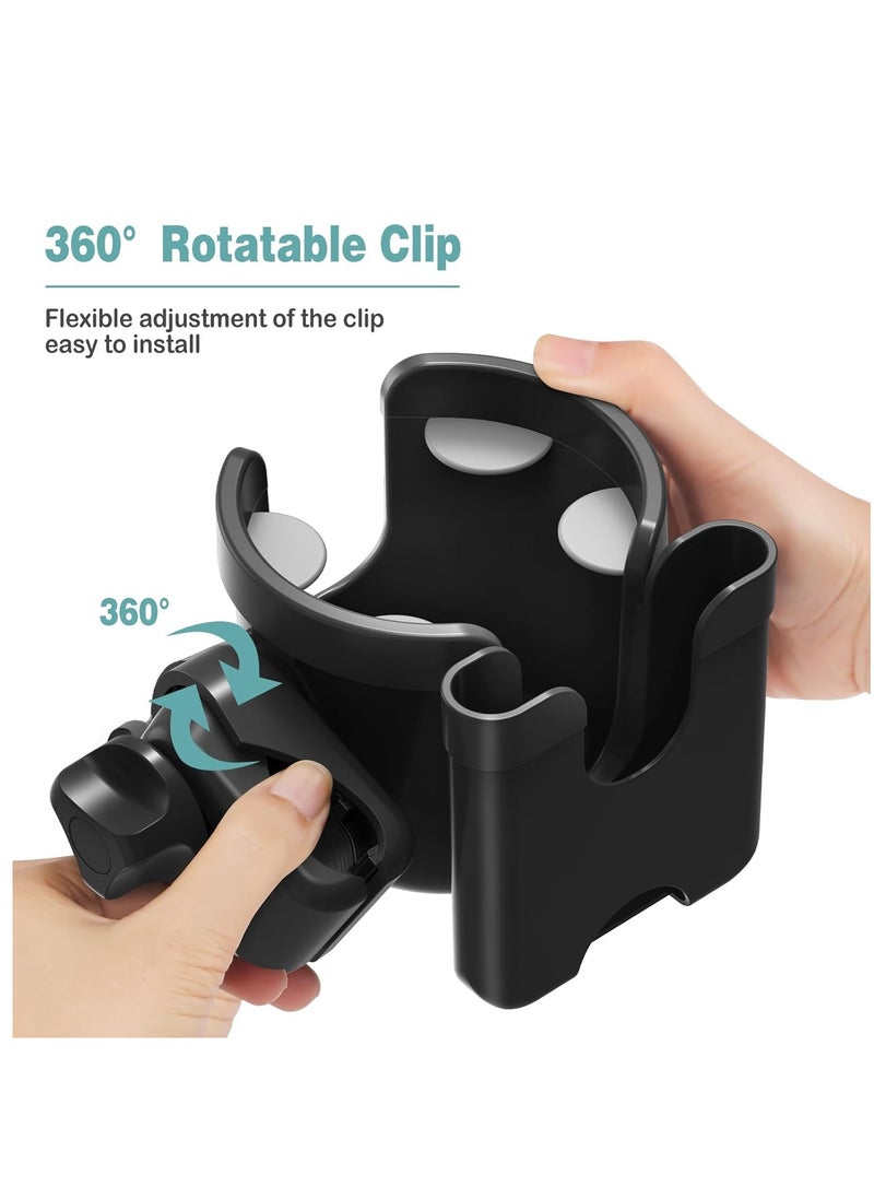 Stroller Cup Holder with Phone Holder, Universal Bottle Holder for Wheelchair, Walker, Bike, Scooter, Stroller Accessories for Uppababy, Nuna, Bugaboo, Doona, Gifts for Women, Mom, Men