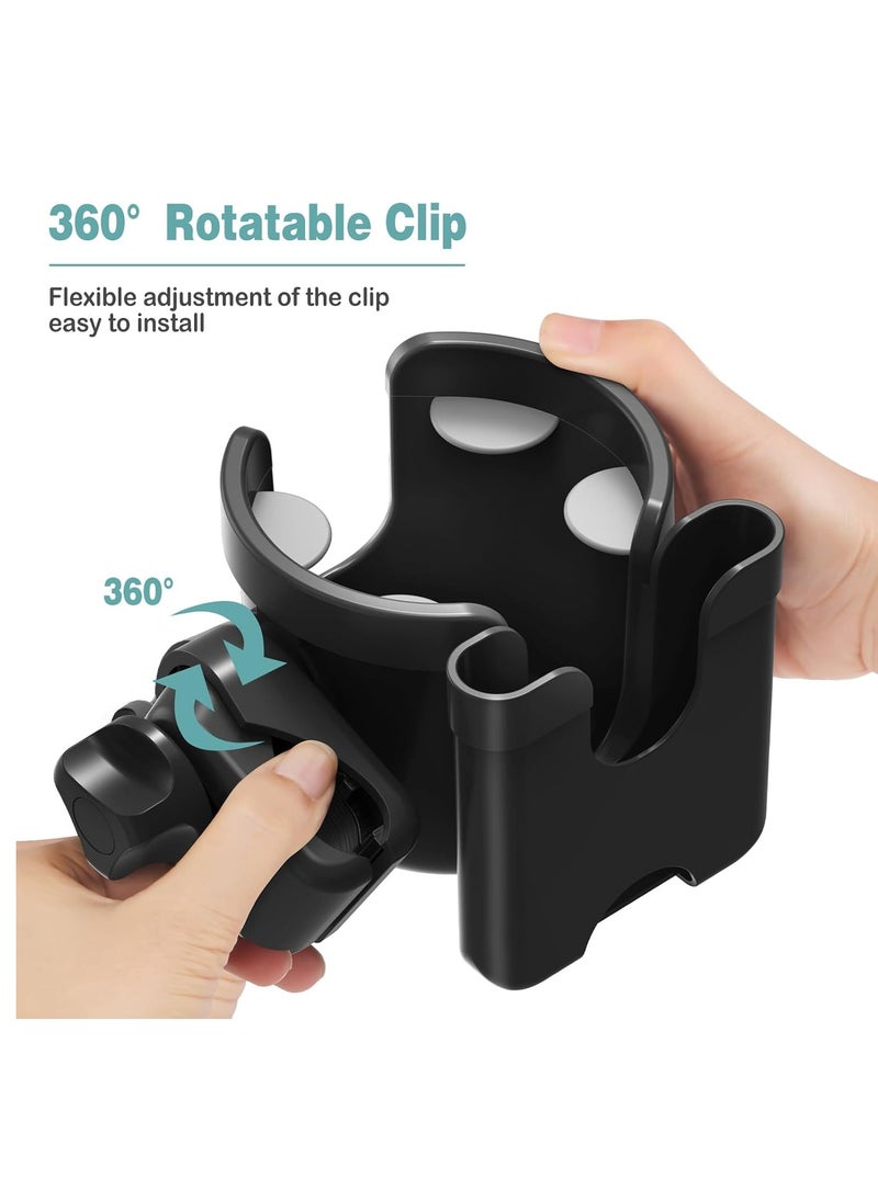Stroller Cup Holder with Phone Holder, Universal Bottle Holder for Wheelchair, Walker, Bike, Scooter, Stroller Accessories for Uppababy, Nuna, Bugaboo, Doona, Gifts for Women, Mom, Men