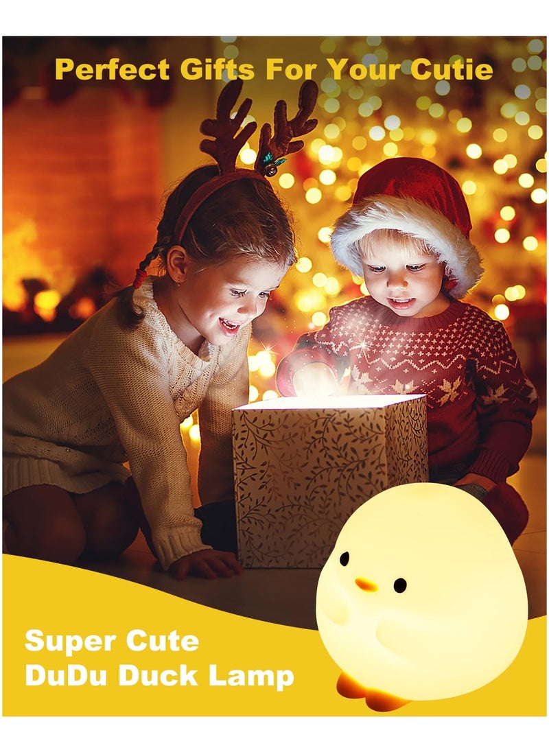 LED Cute Duck Night Light, Squishy Silicone Nightlight for Baby Nursery with 30 Minutes Timer, Rechargeable Bedside Lamp with Touch Control, Cute Gifts Stuff for Boys Girls Baby Children