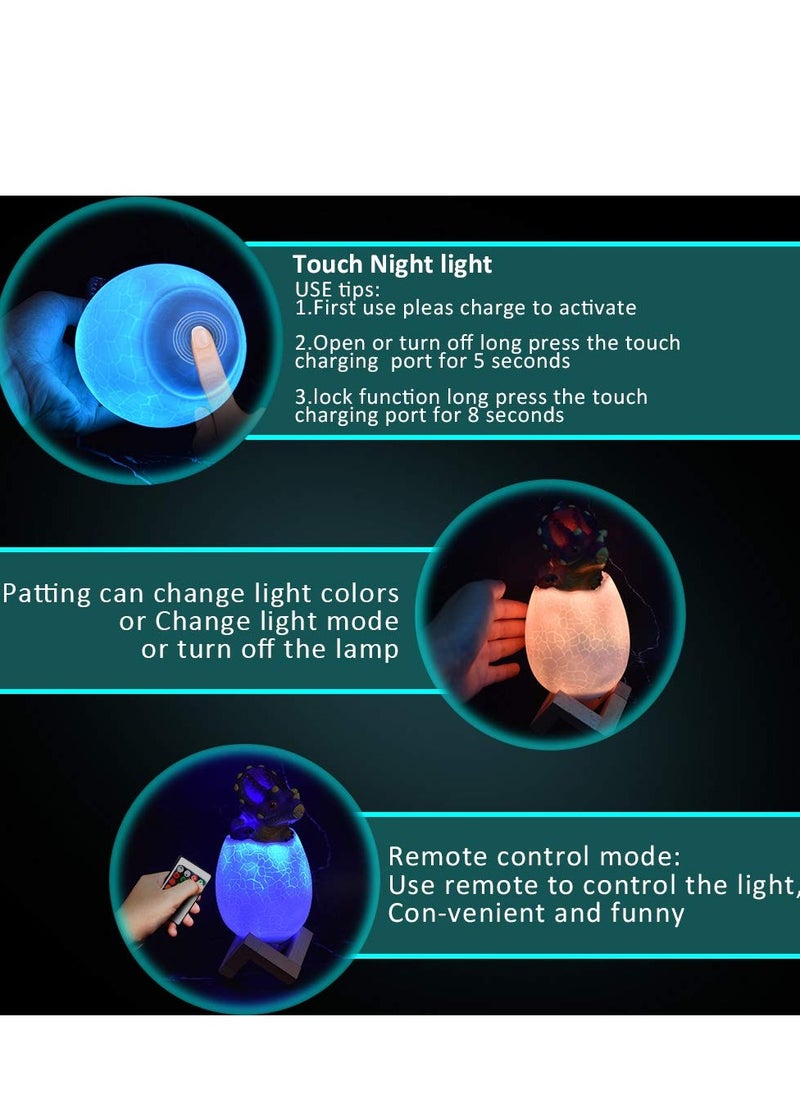 3D Dinosaur Night Light with Remote Control for Kids 16 Color Options Perfect Birthday Gift for Boys and Girls