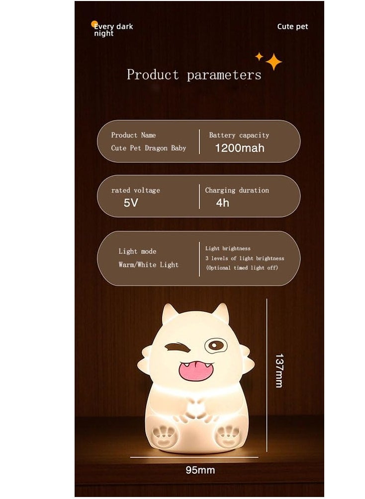 Cartoon Touch Sensor Silicone Night Light, Soft Rechargeable Desk Lamp for Children's Room, Ideal for Nursing, Bedroom Decor, Bookshelf, and Toddler Use.