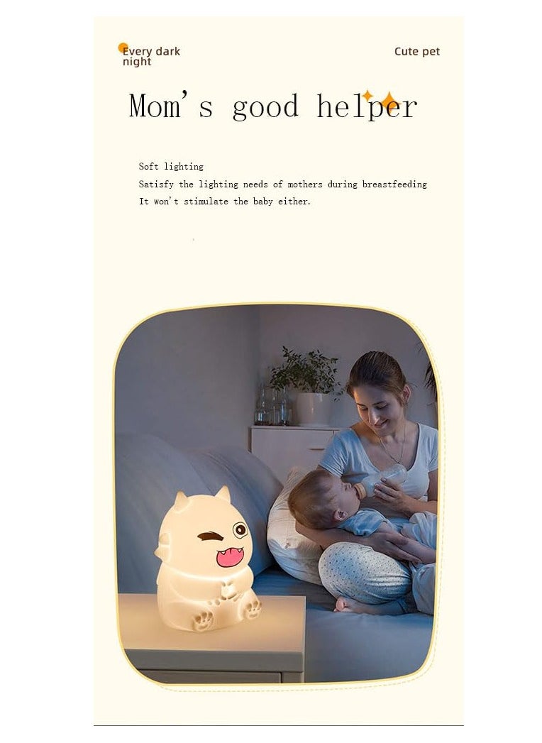 Cartoon Touch Sensor Silicone Night Light, Soft Rechargeable Desk Lamp for Children's Room, Ideal for Nursing, Bedroom Decor, Bookshelf, and Toddler Use.