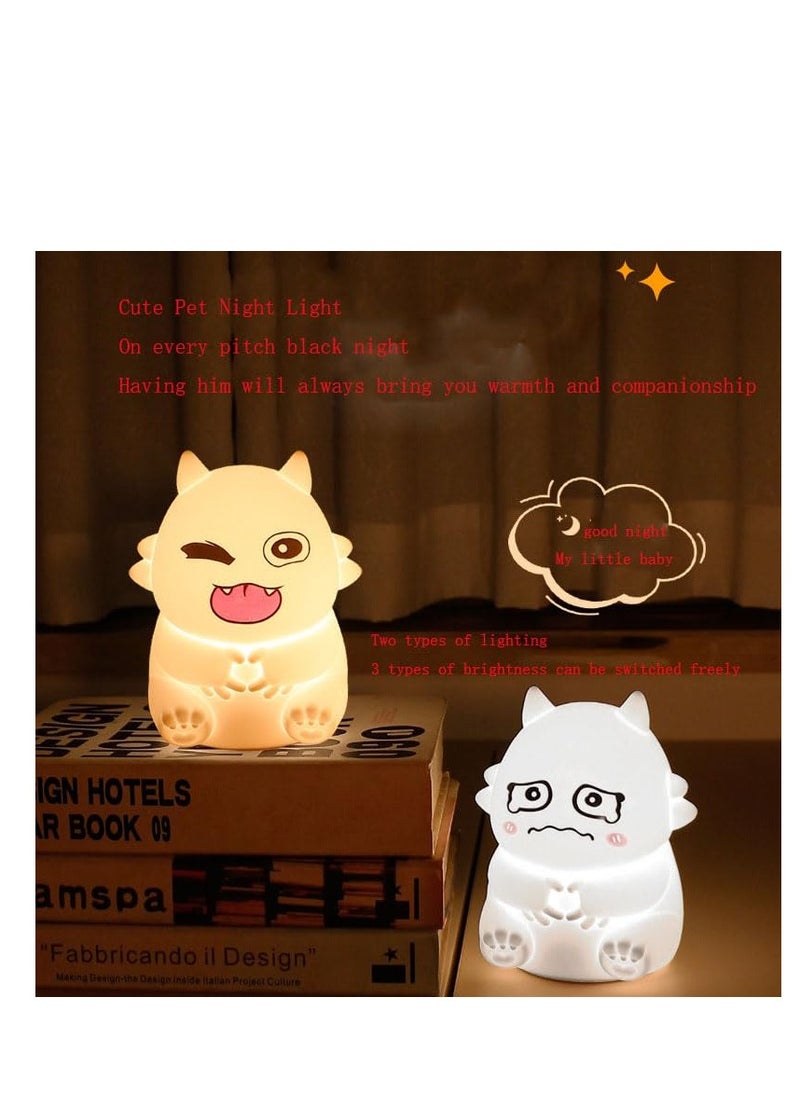 Cartoon Touch Sensor Silicone Night Light, Soft Rechargeable Desk Lamp for Children's Room, Ideal for Nursing, Bedroom Decor, Bookshelf, and Toddler Use.
