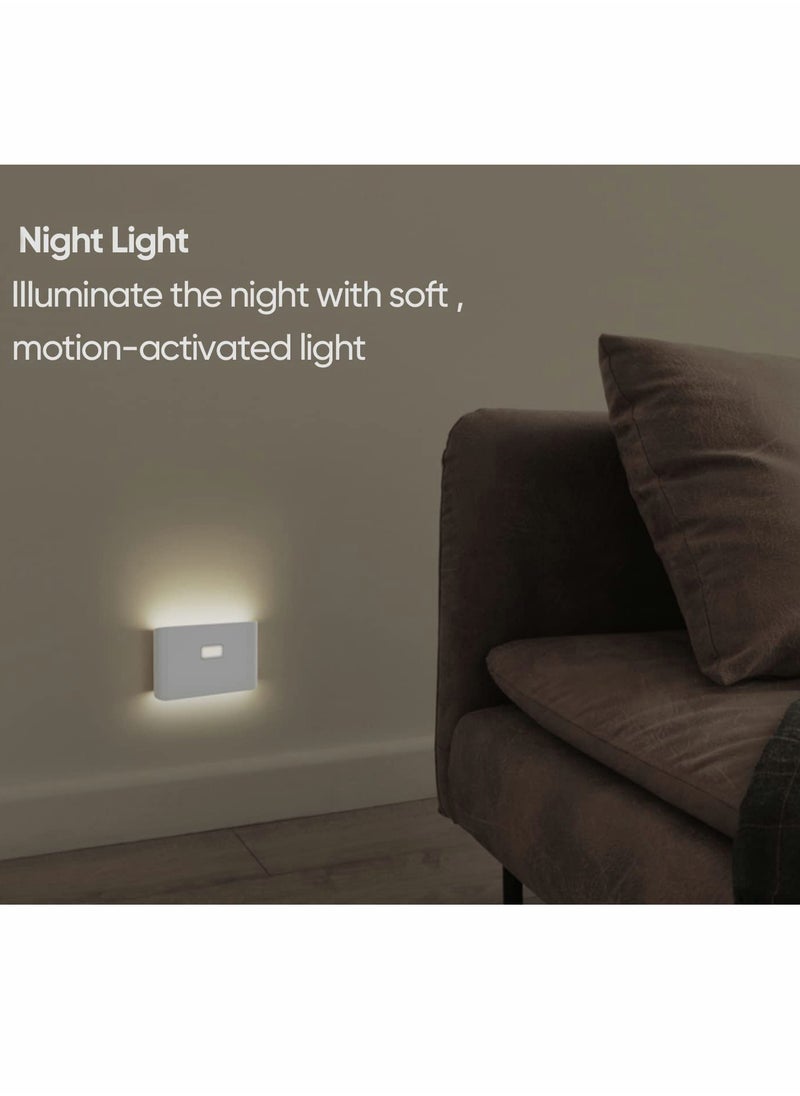 Inductive Night Lights, Rechargeable with Motion Sensors, Warm and Soft White Step Lights for Bathroom Hallway Bedroom Kids Room Kitchen Stairway (2 Pack)