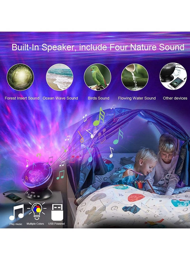 Ocean Wave Projector with Remote USB Speaker Colorful Night Light for Kids Parties Holidays