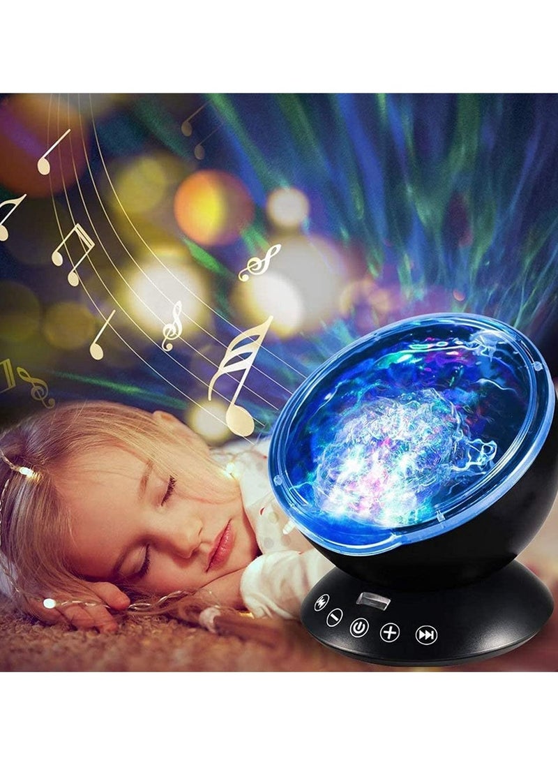 Ocean Wave Projector with Remote USB Speaker Colorful Night Light for Kids Parties Holidays
