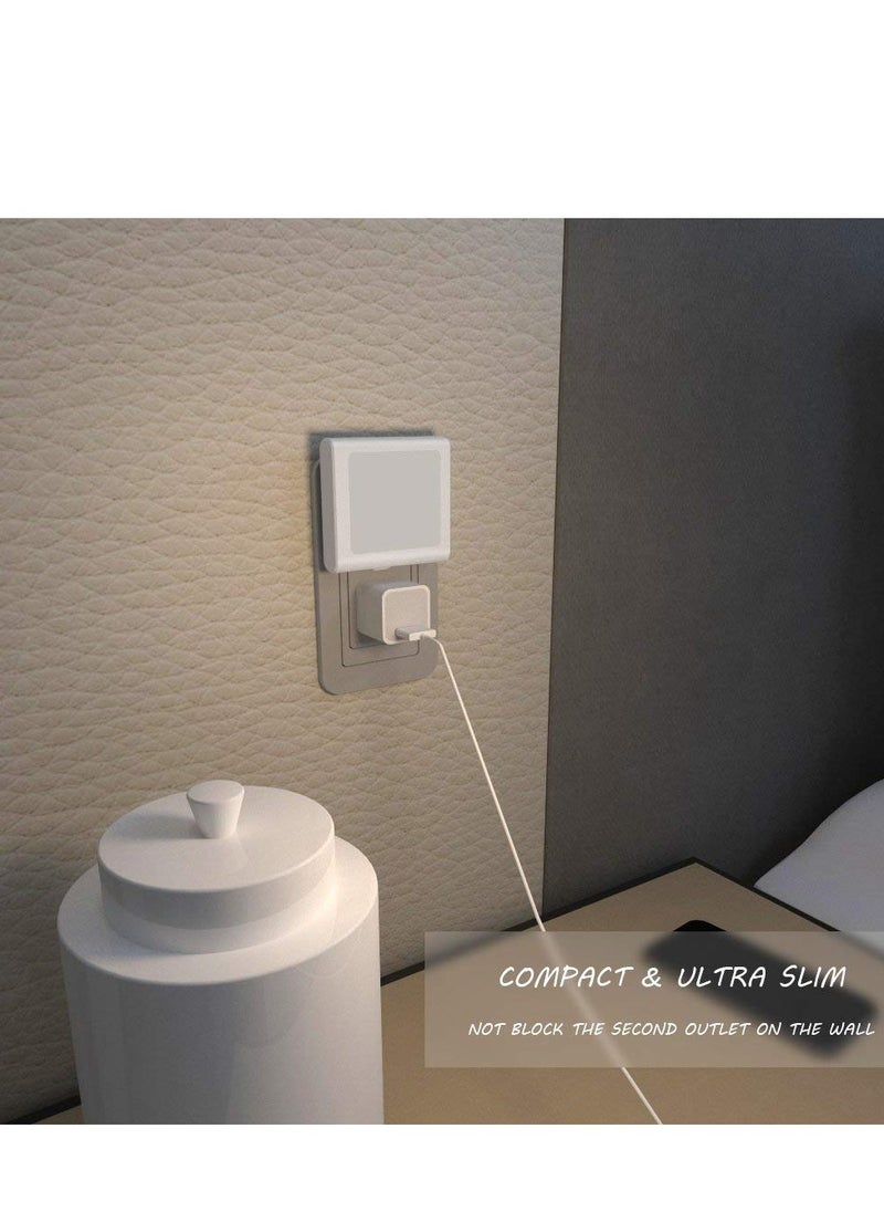 2 Pack Stepless Dimmable Night Light, Necomi LED Nightlights Plug in Wall with Auto Dusk to Dawn Sensor, Brightness Adjustable for Kids, Bedroom, Bathroom, Hallway, Stair, Kitchen, Warm White