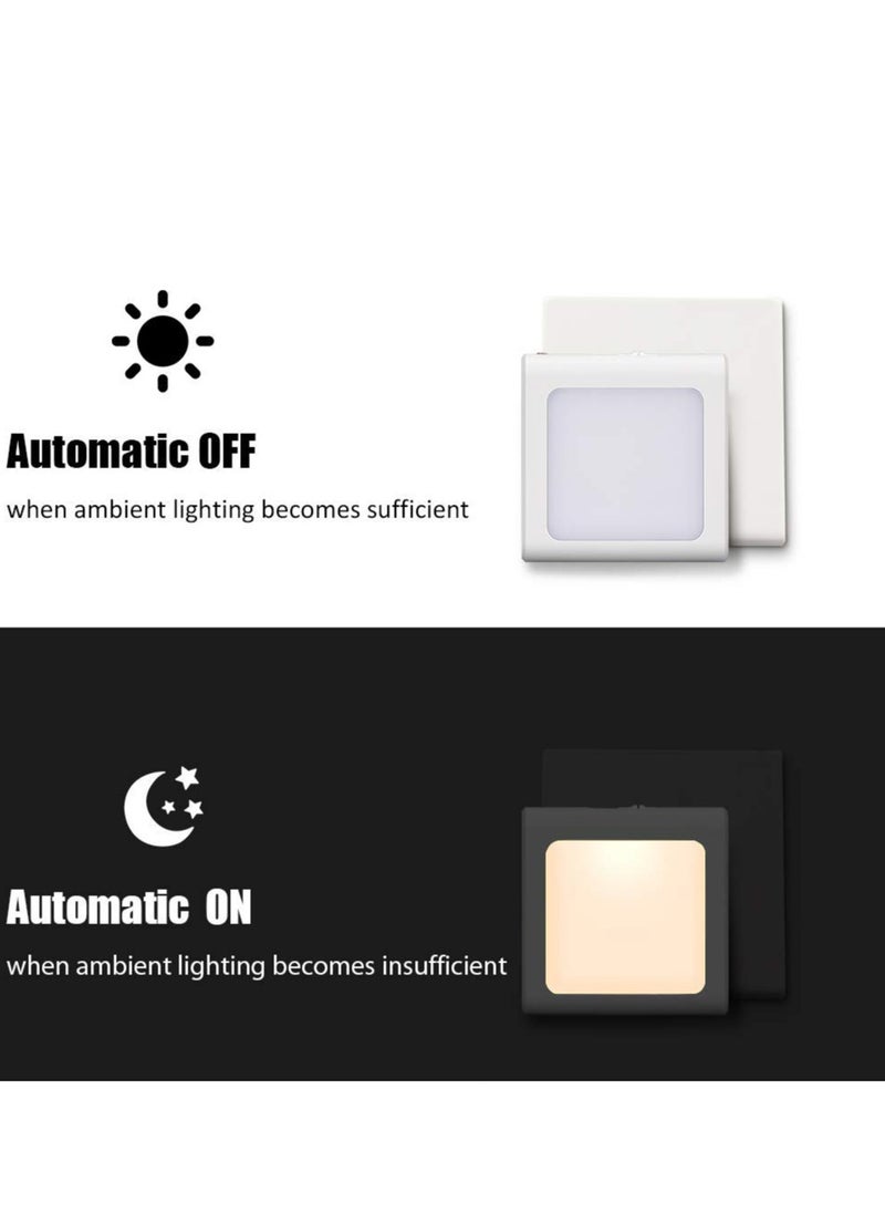 2 Pack Stepless Dimmable Night Light, Necomi LED Nightlights Plug in Wall with Auto Dusk to Dawn Sensor, Brightness Adjustable for Kids, Bedroom, Bathroom, Hallway, Stair, Kitchen, Warm White