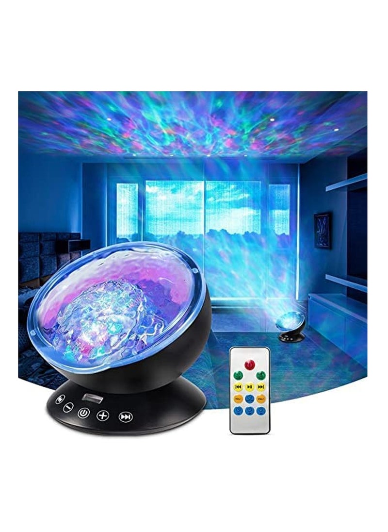 Ocean Wave Projector Night Light with Remote USB Speaker Colorful Bedside Lights Perfect for Kids Parties Birthdays and Holidays