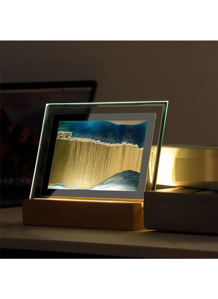 TERXA Quicksand Night Lamp Moving Sandscapes Moving Sand Art 3D Sandscape Liquid Motion Painting Frame Creative 3D Painting for HomeDesktopDecoration Pack of 1Multicolor