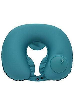 TERXA Portable Push Type Automatic Inflatable UShaped Pillow Neck Rest for Travel Press Button for Outdoor Travelling Comfortable Backpack Air and Picnic Velvet Finger Pack of 1 Multi Color