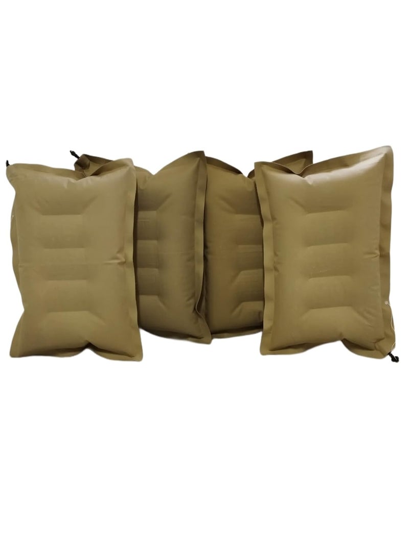 RAV Pack of 4 Cushion Sleeping Bag Backpacking Pillow Soft Comfortable Air Inflatable Travel Pillow Tourist Pillow Sleeping Tourist Pillow Color Brown