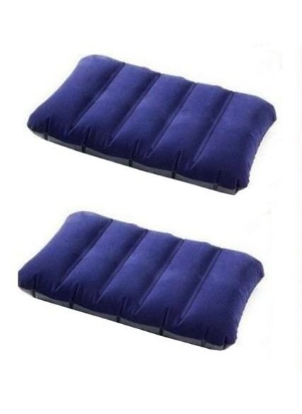 Anugrah Mart Flocked Inflatable Camping Air Pillow Ultralight Portable Ergonomic Pillow Air Cushion Sleeping Bag Outdoor Travel Backpacking Pillow in Blue