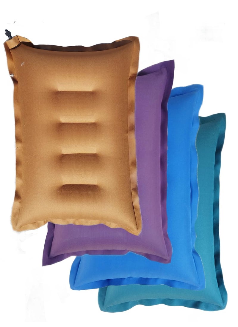 RAV Pack of 4 Cushion Sleeping Bag Backpacking Pillow Soft Comfortable Air Inflatable Travel Pillow Tourist Pillow Sleeping Tourist Pillow Color Multi Color