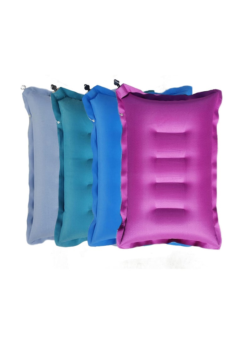 RAV Pack of 4 Cotton Fabric Travelling Pillow Cushion Sleeping Bag Backpacking Pillow Soft Comfortable Air Inflatable Travel Pillow Tourist Pillow Cotton Air Pillow Color Multi Color