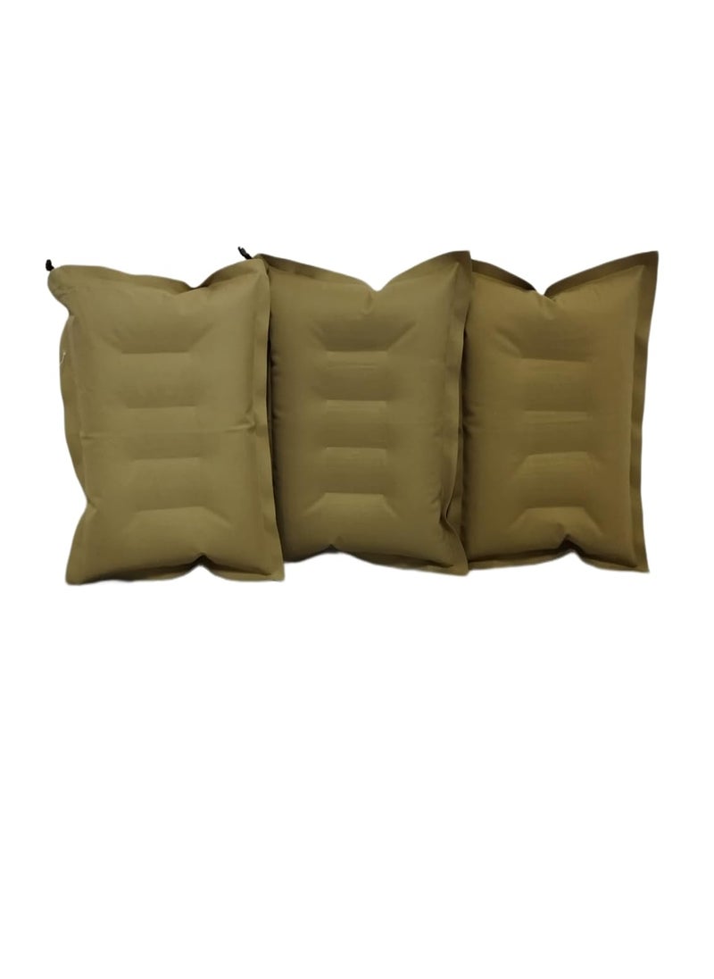 RAV Pack of 3Cushion Sleeping Bag Backpacking Pillow Soft Comfortable Air Inflatable Travel Pillow Tourist Pillow Sleeping Tourist PillowColor Brown