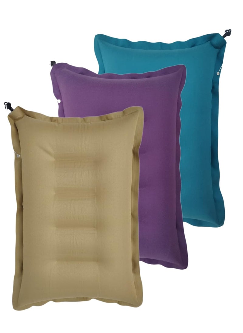 SHIVAM CART Ultralight Inflatable Air Pillow and Travel Pillow for Hiking Camping Traveling Napping Desk Rest Neck Lumbar Support Pack of 3 Multi Color