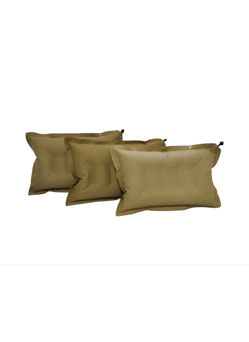 RAV Pack of 3 Cushion Sleeping Bag Backpacking Pillow Soft Comfortable Air Inflatable Travel Pillow Tourist Pillow Sleeping Tourist PillowColor Brown