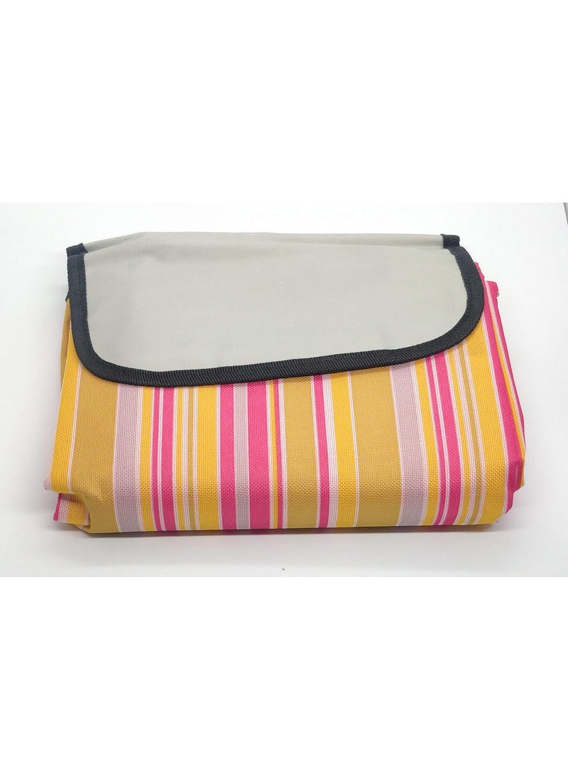 Picnic Blanket Outdoor Indoor Portable Blanket Waterproof Backing with Handle Foldable Beach Mat for Picnic Indoor Resting Family Day Out Garden Camping Travelling 180 150 cm Multy Pink