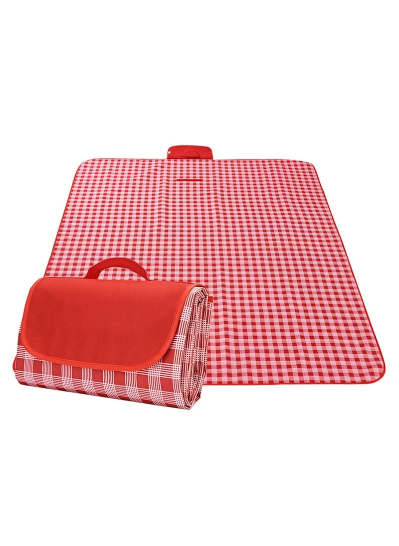 GALV New 180 x 150cm Waterproof Folding Outdoor Camping Mat Widened Picnic Mat Lattice Beach Blanket Baby Multiplayer Red