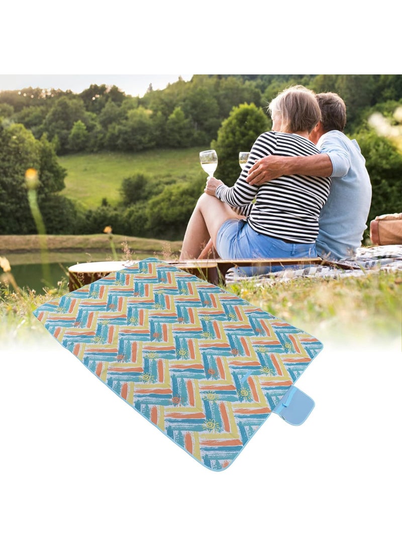 YAMINZA Sand Mat Outdoor Blanket Soft Portable Foldable Easy to Clean Widen Oxford Cloth for Beach for Outdoor Blue
